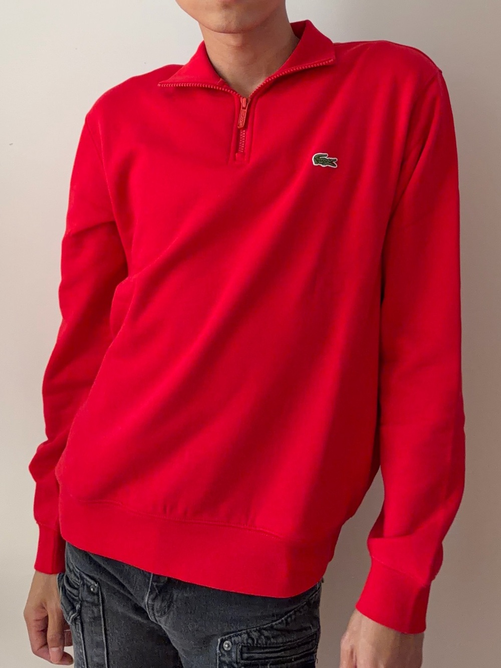 Lacoste Men’s Bright Red Zip-Up Sweater